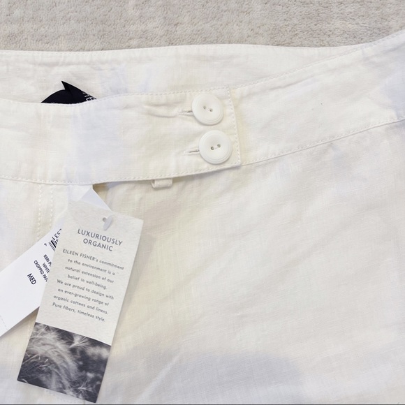 Eileen Fisher White Organic Linen Cropped Pants Sz M NEW - Picture 5 of 14